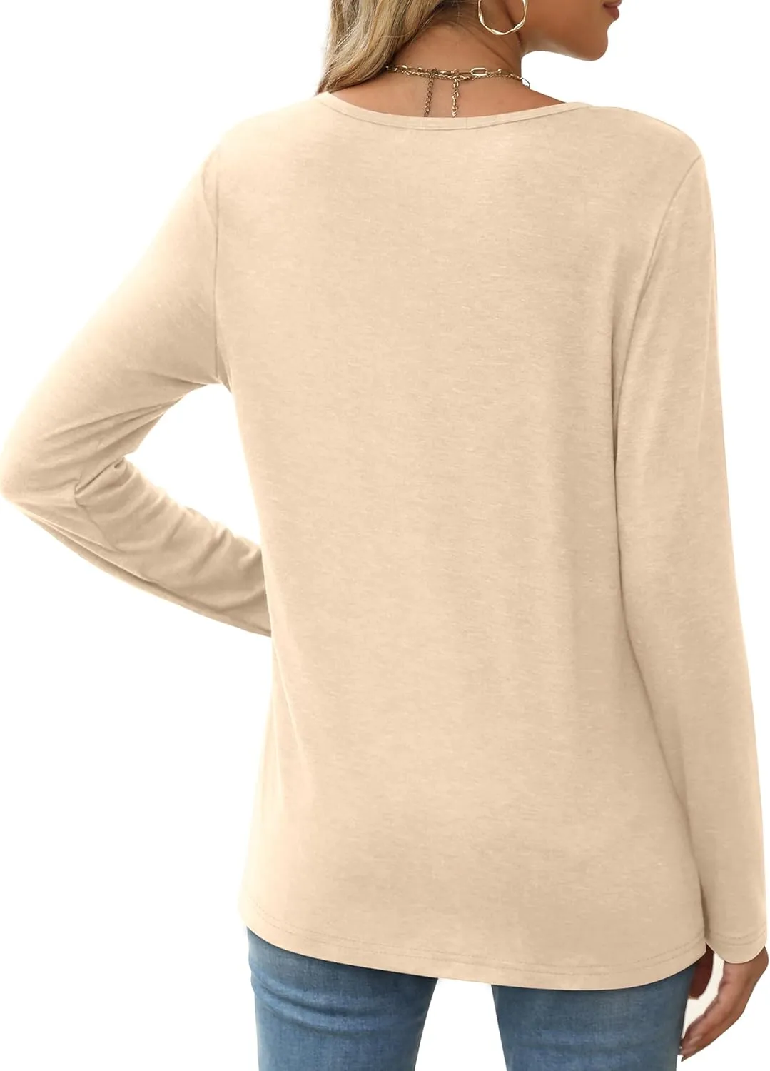XIEERDUO Long Sleeve Shirts for Women Casual Crew Neck Basic Fall Tops Loose Fit Comfy