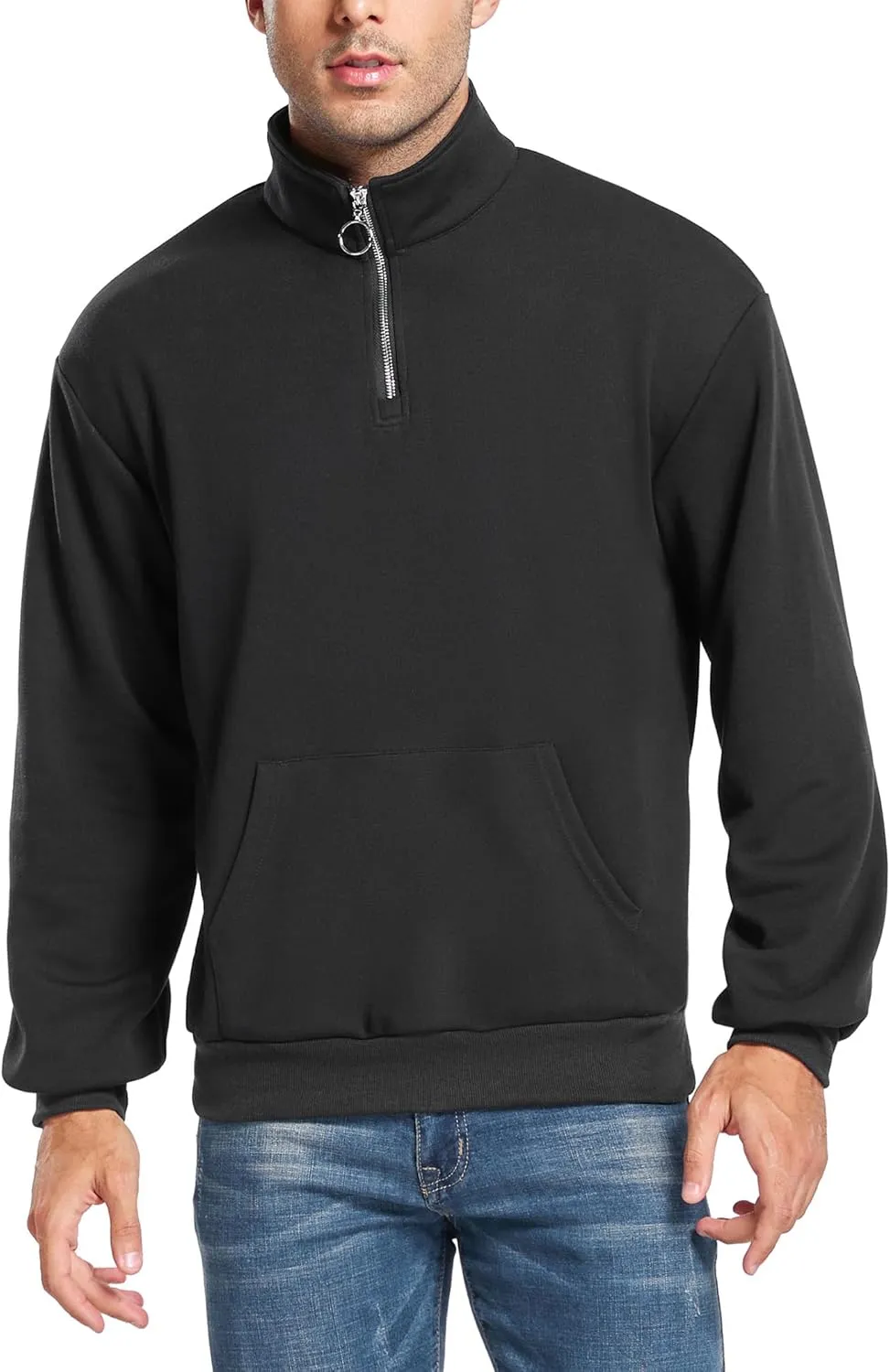 ZAFUL Men's Long Sleeve Color Spliced Polo Collar Sweatshirts Casual Lightweight Pullover Hoodies