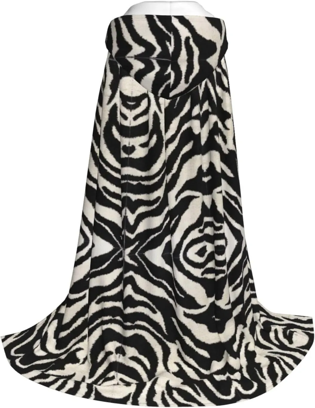 Zebra Animal Print Full-Length Hooded Cloak, Unisex Cloak, Witch Wizard Cape,For Halloween Cosplay Party