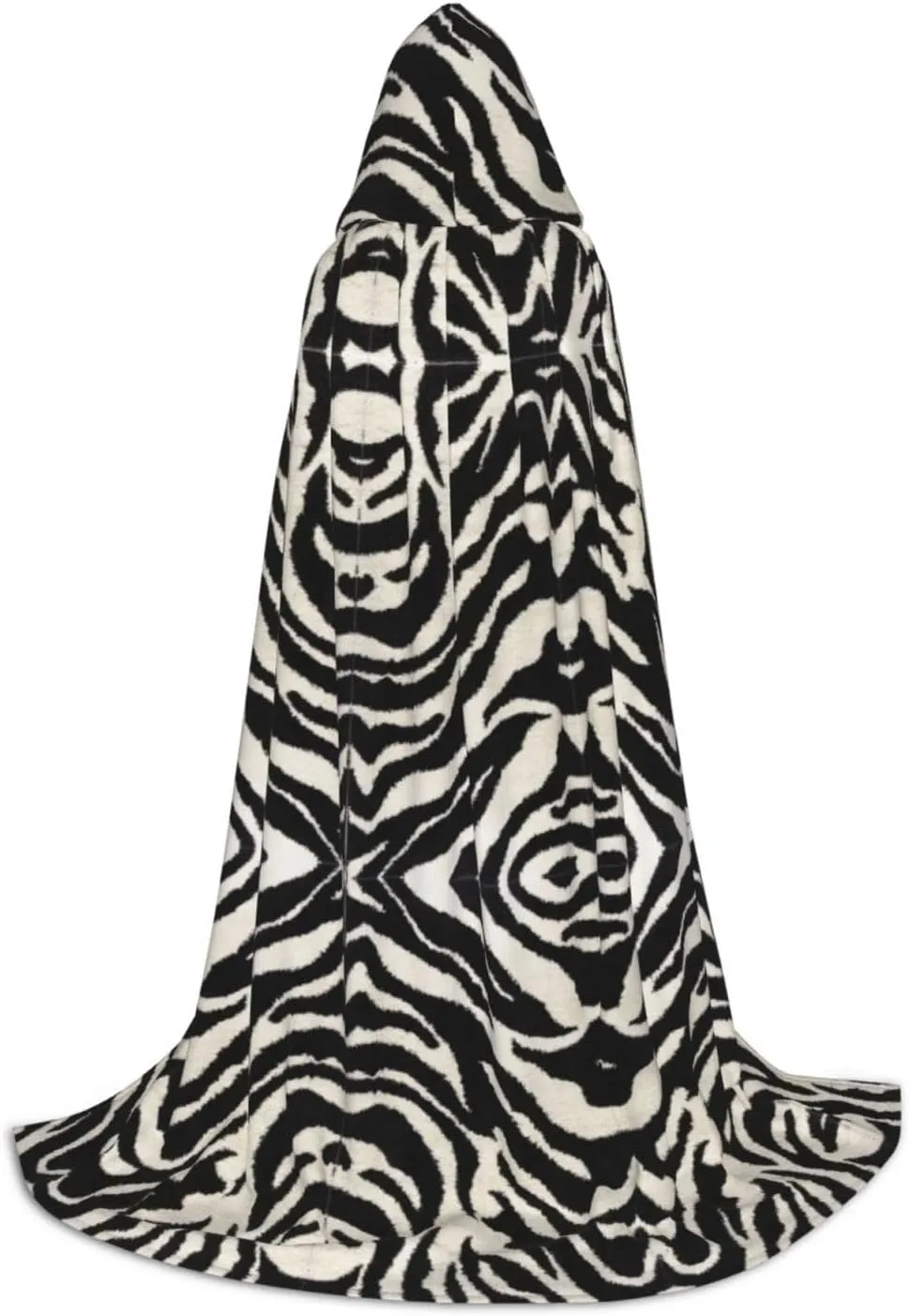 Zebra Animal Print Full-Length Hooded Cloak, Unisex Cloak, Witch Wizard Cape,For Halloween Cosplay Party